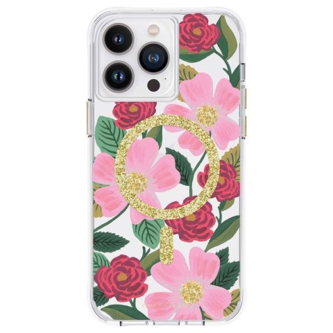 ND38_RP049324 Rifle Paper Clear MagSafe - Etui iPhone 14 Pro Max zdobione złotem (Rose Garden) IPHONE
