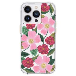 ND38_RP049822 Rifle Paper Clear - Etui iPhone 14 Pro Max zdobione złotem (Rose Garden) IPHONE