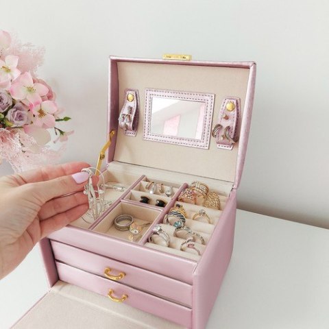 ND12_12972 Szkatułka kuferek na biżuterię - różowy 5902802908568 BEAUTYLUSHH