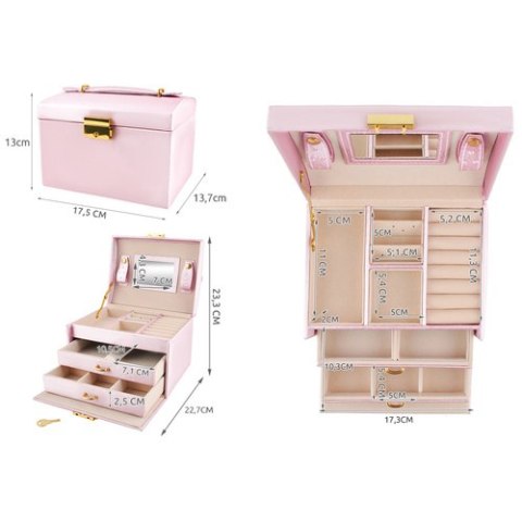 ND12_12972 Szkatułka kuferek na biżuterię - różowy 5902802908568 BEAUTYLUSHH