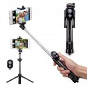 ND41_dS_35479 Uchwyt monopod selfie bluetooth ze statywem czarny UNIWERSALNY