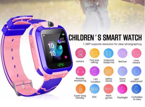 ND41_dS_52964 Smartwatch dla dzieci Q12 różowy PL wodoodporny R2INVEST