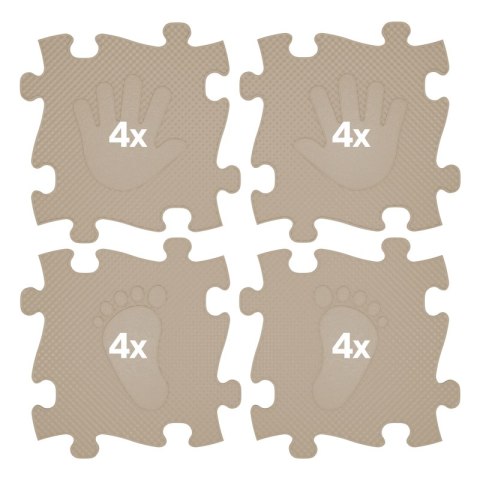 WOOPIE Mata Sensoryczna Ortopedyczna Puzzle Ręce i Nogi 16 el. - Kolor Beżowy WOOPIE
