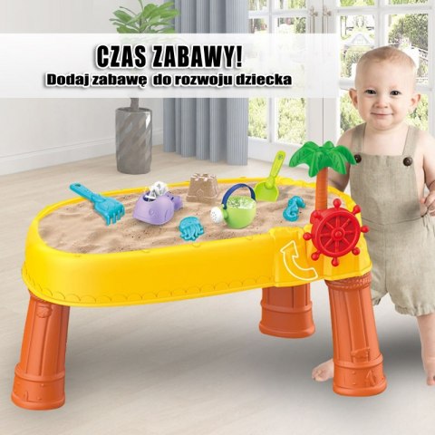 WOOPIE Stolik Wodny 2w1 Piaskownica Statek Piracki 8 akc. WOOPIE