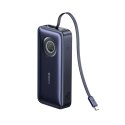 Powerbank 20000mAh 100W ze zwijanymi kablami USB-C - czarny