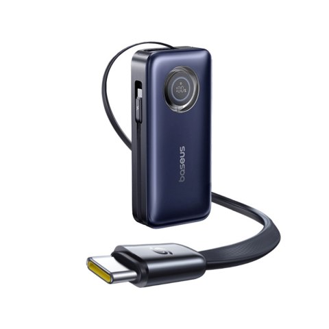 Powerbank 20000mAh 100W ze zwijanymi kablami USB-C - czarny