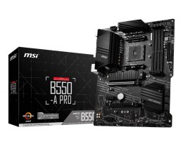 MSI MSI | B550-A PRO | Rodzina procesorów AMD | Gniazdo procesora AM4 | DDR4 DIMM | Gniazda pamięci 4 | Obsługiwane interfejsy dyskó