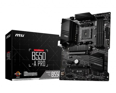 MSI MSI | B550-A PRO | Rodzina procesorów AMD | Gniazdo procesora AM4 | DDR4 DIMM | Gniazda pamięci 4 | Obsługiwane interfejsy dyskó