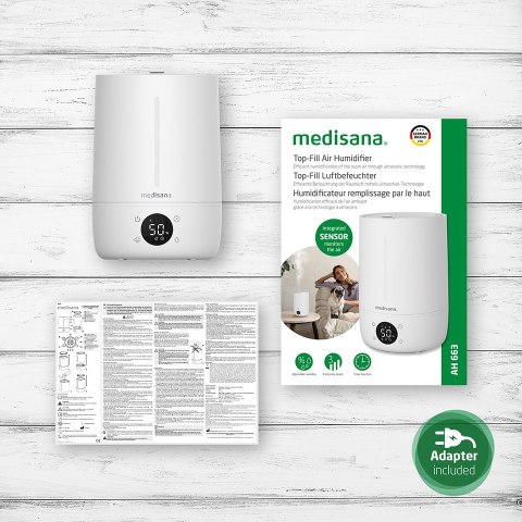 Nawilżacz powietrza Medisana AH 663 do 30 m2 | 4,5l | 3 poziomy intensywności