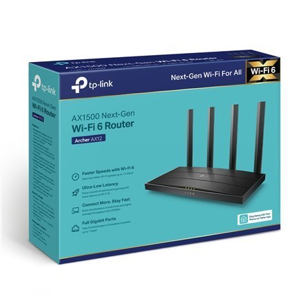 TP-LINK TP-LINK | Router Wi-Fi 6 | Archer AX12 | 802.11ax | 300+1201 Mbit/s | 10/100/1000 Mbit/s | Porty Ethernet LAN (RJ-45) 3 | Obsług