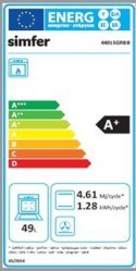 Simfer Simfer | Kuchenka | 4401SGRBB | Typ płyty gazowej | Typ piekarnika gazowy | Biały | Szerokość 50 cm | Głębokość 55 cm | 49 L