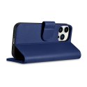 2w1 etui skórzany pokrowiec z klapką iPhone 14 Pro Max Anti-RFID Wallet Case niebieski