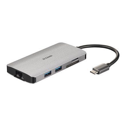D-Link D-Link | Koncentrator USB-C 8 w 1 z HDMI/Ethernetem/Czytnikiem kart/Zasilaniem | DUB-M810 | Koncentrator USB | Miesiące gwarancj