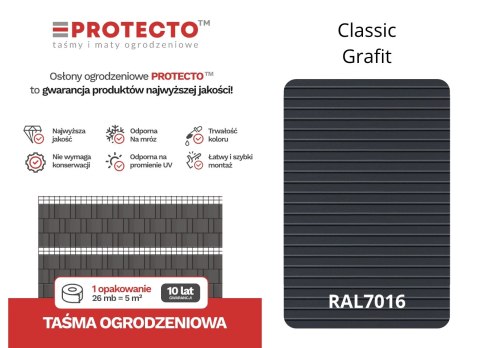 Taśma ogrodzeniowa ROLKA 26mb CLASSIC 19cm PROTECTO™ GRAFIT