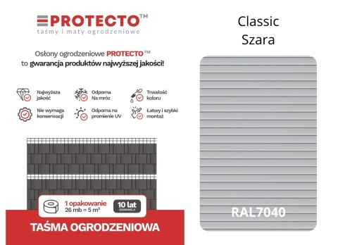 Taśma ogrodzeniowa ROLKA 26mb CLASSIC 19cm PROTECTO™ SZARA