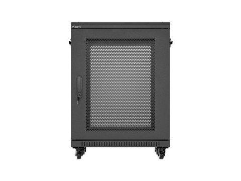 Szafa instalacyjna RACK stojąca 19" 15U 600x600 czarna drzwi perforowane Lanberg (flat pack)
