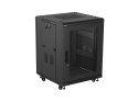Szafa instalacyjna RACK stojąca 19" 15U 600x600 czarna drzwi perforowane Lanberg (flat pack)