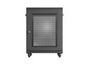 Szafa instalacyjna RACK stojąca 19" 15U 600x600 czarna drzwi perforowane Lanberg (flat pack)