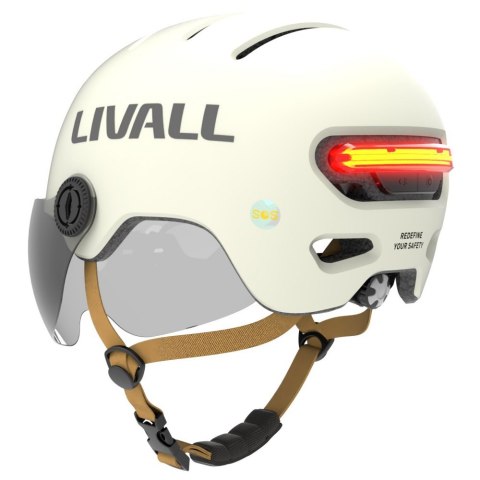 TECHLY Kask Livall L23 biały 54-58 cm z szybką ochronną LED/SOS L23-M-WHT