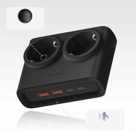 Listwa zasilająca 6w1 AC USB-A USB-C 25W - czarna
