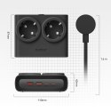 Listwa zasilająca 6w1 AC USB-A USB-C 25W - czarna