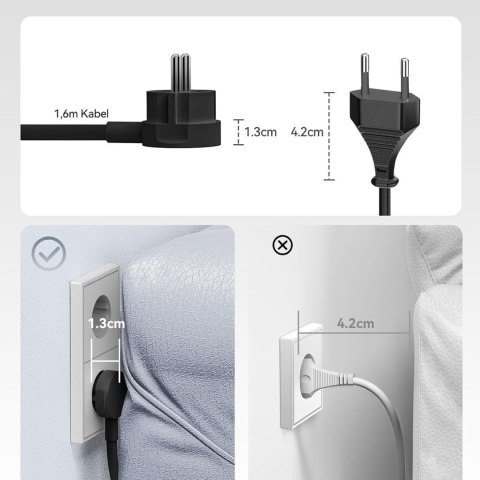 Listwa zasilająca 6w1 AC USB-A USB-C 25W - czarna