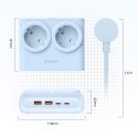 Listwa zasilająca 6w1 AC USB-A USB-C 25W - niebieska