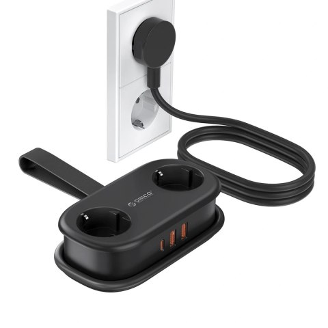 Listwa zasilająca 5w1 AC USB-A USB-C GaN 20W - czarna