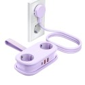 Listwa zasilająca 5w1 AC USB-A USB-C GaN 20W - fioletowa