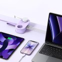 Listwa zasilająca 5w1 AC USB-A USB-C GaN 20W - fioletowa