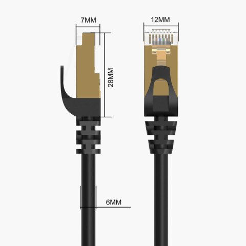 Kabel sieciowy internetowy okrągły LAN CAT7 10Gbps RJ45 3m - czarny