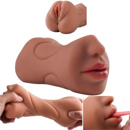 PAKO Masturbator Męski Sztuczna Pochwa 3 Otwory 3w1