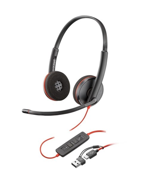 POLY Zestaw słuchawkowy Blackwire 3225 Stereo USB-C + wtyczka 3,5 mm + przejściówka USB-C/A