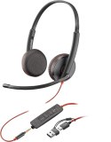 POLY Zestaw słuchawkowy Blackwire 3225 Stereo USB-C + wtyczka 3,5 mm + przejściówka USB-C/A