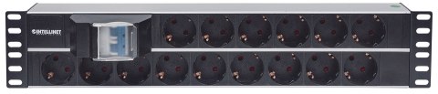 INTELLINET LISTWA ZASILAJĄCA RACK 19" 2U, 15 GNIAZD SCHUKO, Z PODWÓJNYM WYŁĄCZNIKIEM, KABEL 3M