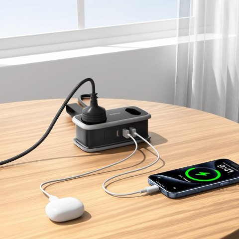 Listwa zasilająca 5w1 AC USB-A USB-C 15.5W - czarna