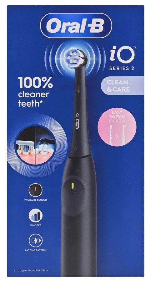 Elektryczna szczoteczka do zębów Oral-B iO2, z czujnikiem nacisku, akumulatorowa, dla dorosłych, 1 główka szczoteczki, 3 tryby s
