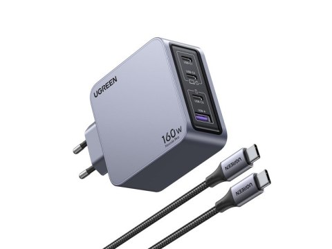 Ugreen Nexode Pro 160W GaN Charger with USB-C Cable Uniwersalne Czarny, Szary Prąd przemienny Szybkie ładowanie Wewnętrzna