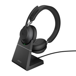 Jabra Evolve2 65 Zestaw słuchawkowy Bezprzewodowy Opaska na głowę Biuro/centrum telefoniczne USB Type-C Bluetooth Podstawka do ł