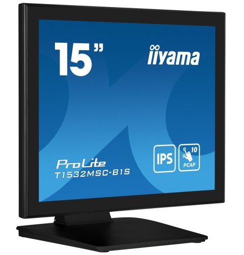 Iiyama ProLite T1532MSC-B1S monitor komputerowy 38,1 cm (15") 1024 x 768 px XGA LCD Ekran dotykowy Czarny