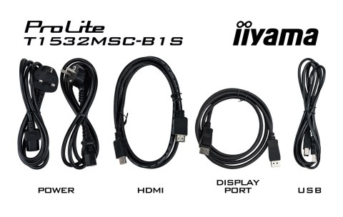 Iiyama ProLite T1532MSC-B1S monitor komputerowy 38,1 cm (15") 1024 x 768 px XGA LCD Ekran dotykowy Czarny