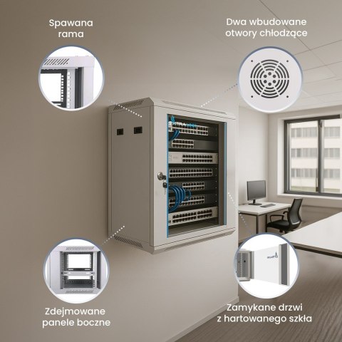 EXTRALINK SZAFA RACK WISZĄCA 6U 600X600 SZARA