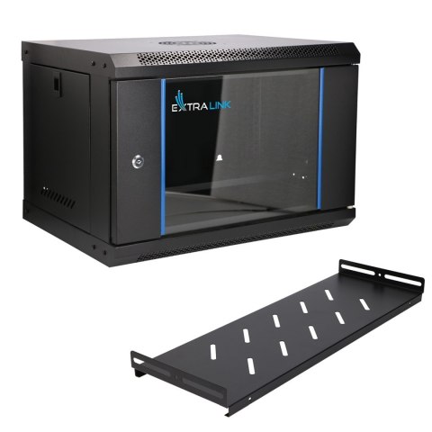 Extralink LITE 6U 530X400 WALL-MOUNTED RACKMOUNT CABINET BLACK Stojak wolnostojący/ścienny/podłogowy Czarny