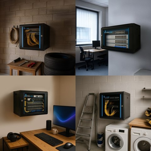 Extralink LITE 6U 530X400 WALL-MOUNTED RACKMOUNT CABINET BLACK Stojak wolnostojący/ścienny/podłogowy Czarny
