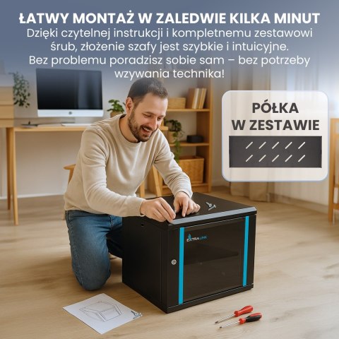 Extralink LITE 9U 530X400 WALL-MOUNTED RACKMOUNT CABINET BLACK Szafa wisząca