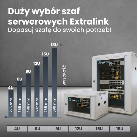Extralink Szafa rack 6U 600x600 Szara montowana na ścianie