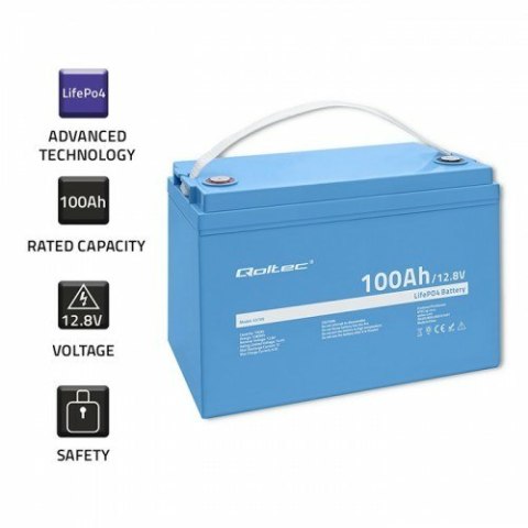 Qoltec 53705 akumulator samochodowy Litowo-żelazowo-fosforanowy (LiFePO4) 100 Ah 12,8 V 100 A Samochód
