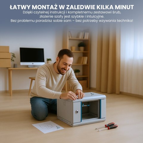 Extralink - szafka wisząca 4U 10" kolor szary