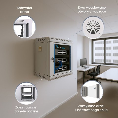 Extralink - szafka wisząca 4U 10" kolor szary