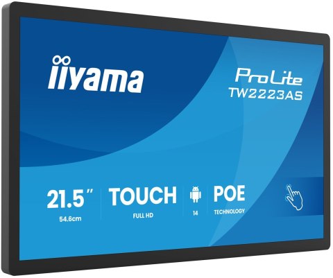 Iiyama TW2223AS-B3P signage display Interaktywny płaski panel 54,6 cm (21.5") Wi-Fi 450 cd/m2 Full HD Czarny Ekran dotykowy Proc